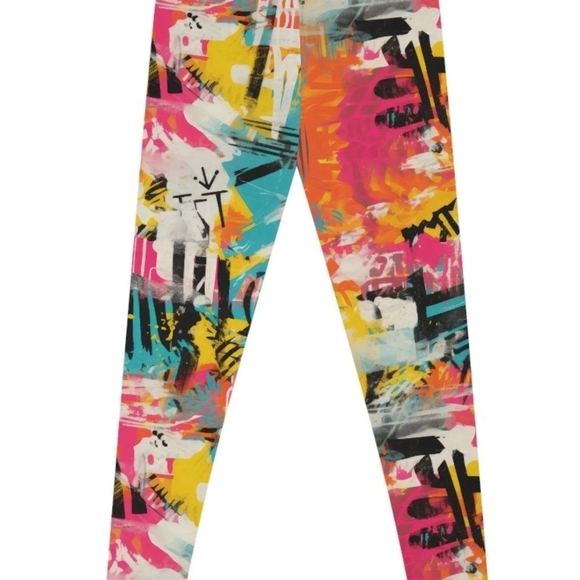 #061 Sz XL Leggings / Abstract Activewear Sports Bottom Rebelious by Maya Elious - Picture 4 of 12